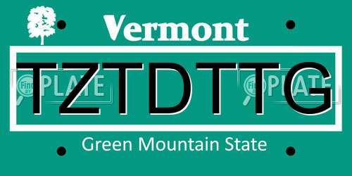 TZTDTTG Vermont License Plate