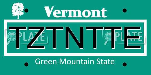 TZTNTTE Vermont License Plate