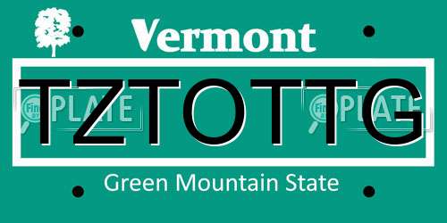 TZTOTTG Vermont License Plate