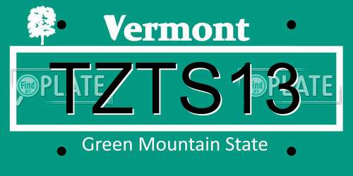 TZTS13 Vermont License Plate