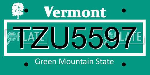 TZU5597 Vermont License Plate