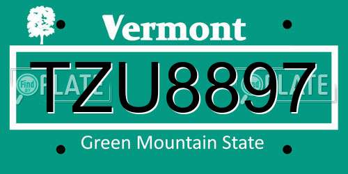 TZU8897 Vermont License Plate