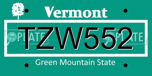 TZW552 Vermont License Plate