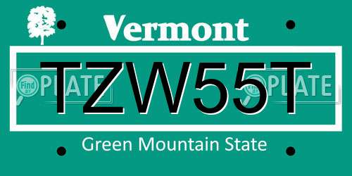 TZW55T Vermont License Plate