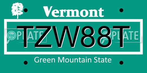 TZW88T Vermont License Plate