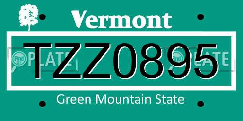 TZZ0895 Vermont License Plate