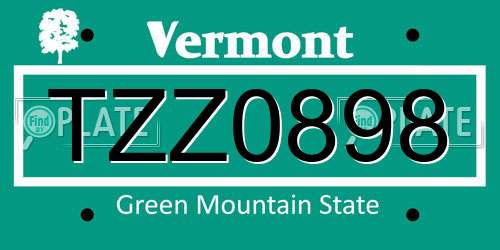 TZZ0898 Vermont License Plate