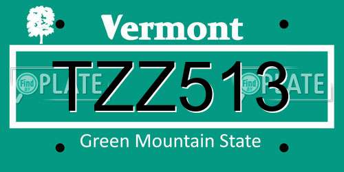 TZZ513 Vermont License Plate