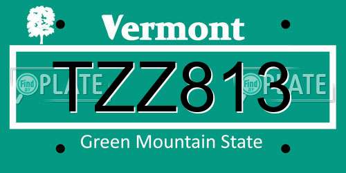 TZZ813 Vermont License Plate