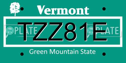 TZZ81E Vermont License Plate