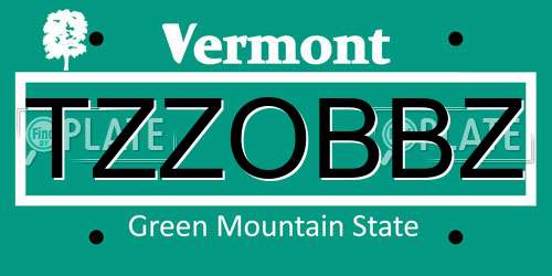 TZZOBBZ Vermont License Plate