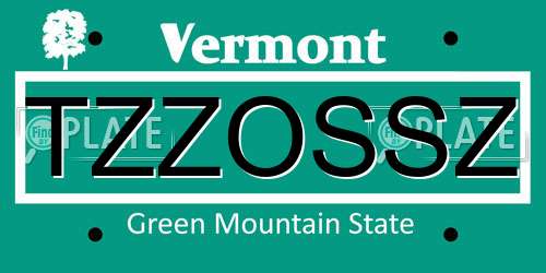 TZZOSSZ Vermont License Plate