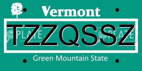 TZZQSSZ Vermont License Plate