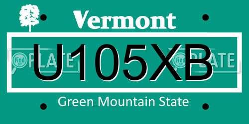 U105XB Vermont License Plate