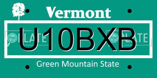 U10BXB Vermont License Plate