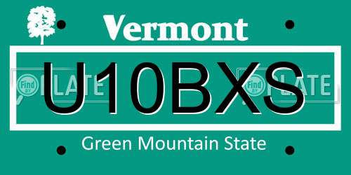 U10BXS Vermont License Plate