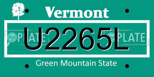 U2265L Vermont License Plate