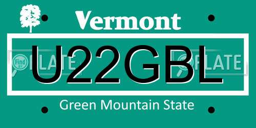 U22GBL Vermont License Plate