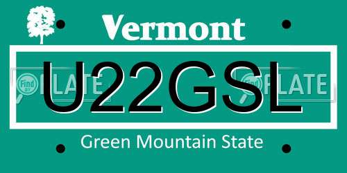 U22GSL Vermont License Plate