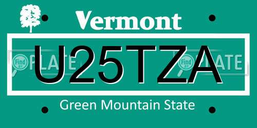 U25TZA Vermont License Plate
