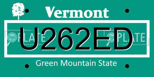 U262ED Vermont License Plate