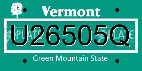 U26505Q Vermont License Plate