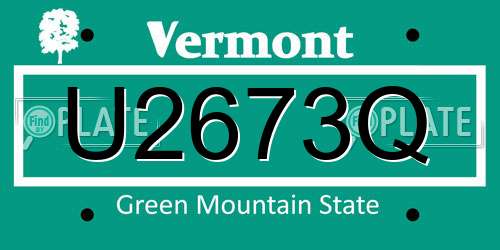 U2673Q Vermont License Plate
