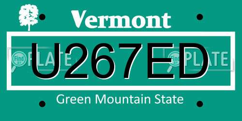 U267ED Vermont License Plate