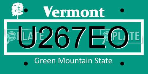 U267EO Vermont License Plate