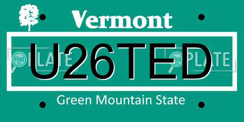 U26TED Vermont License Plate