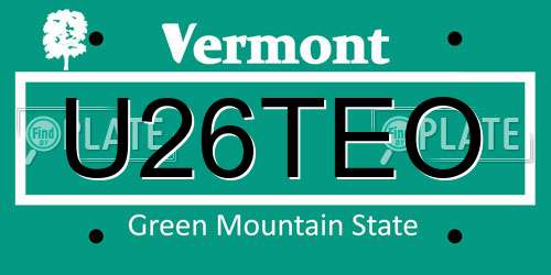U26TEO Vermont License Plate