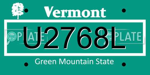 U2768L Vermont License Plate