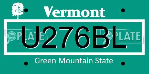 U276BL Vermont License Plate