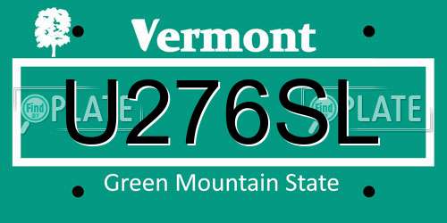 U276SL Vermont License Plate
