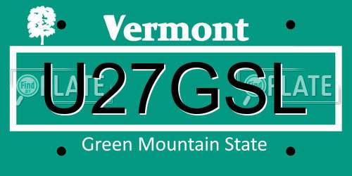 U27GSL Vermont License Plate