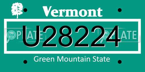 U28224 Vermont License Plate