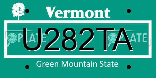 U282TA Vermont License Plate