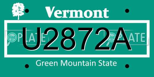 U2872A Vermont License Plate