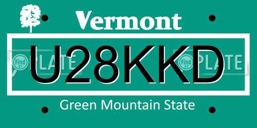 U28KKD Vermont License Plate
