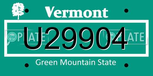 U29904 Vermont License Plate
