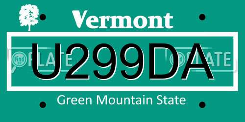U299DA Vermont License Plate