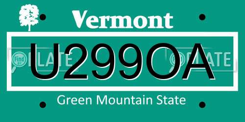 U299OA Vermont License Plate