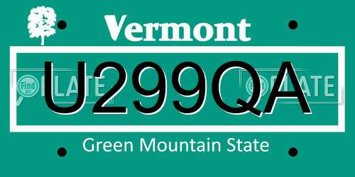 U299QA Vermont License Plate