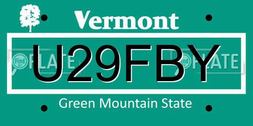 U29FBY Vermont License Plate