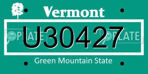 U30427 Vermont License Plate