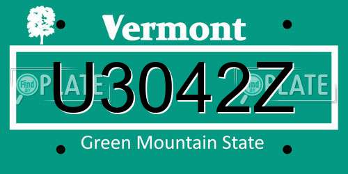 U3042Z Vermont License Plate