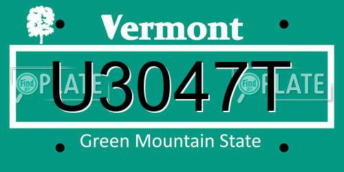U3047T Vermont License Plate