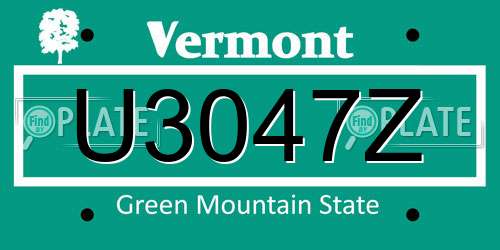 U3047Z Vermont License Plate