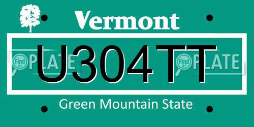 U304TT Vermont License Plate