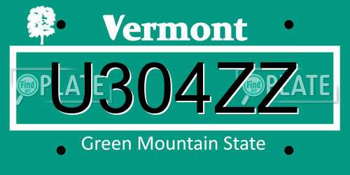 U304ZZ Vermont License Plate